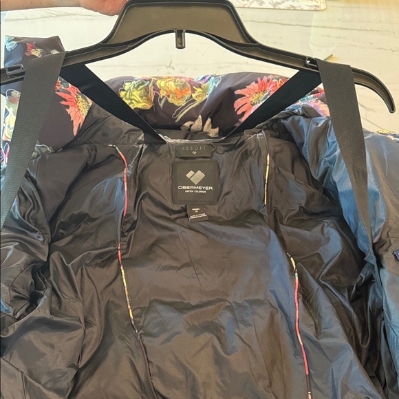 Obermeyer Black Alpine Flowers Watercolor puffer multicolor Ski jacket - Picture 7 of 14